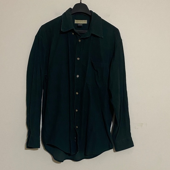 NATURAL LIFE Men's Deep Green Casual Button Down Shirt L corduroy casual office - Picture 1 of 6